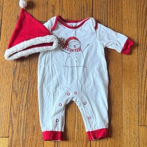 Bunnies by the Bay Red and White Snowman 0-3 months